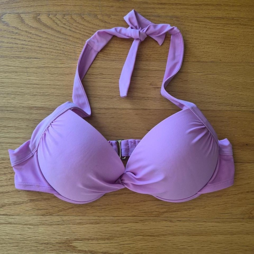 Tahiti‎ Lavender Purple Halter Bikini Top Twist Front Underwire Small
